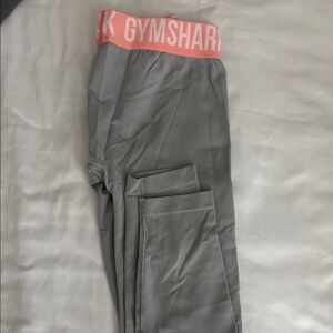 Gymshark Gray Leggings with Coral Waistband